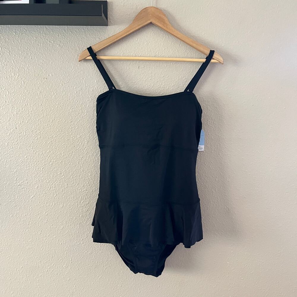 NEW Lands' End Women's Sculpting Suit Ruffle Bandeau One Piece Swimsuit - Picture 3 of 12